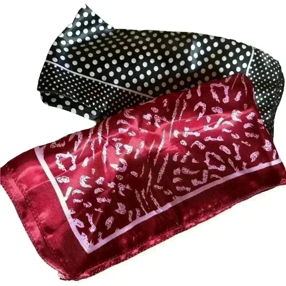 Bundle 2 scarves. One burgundy &white animal print,‎ one blk &white polka dot